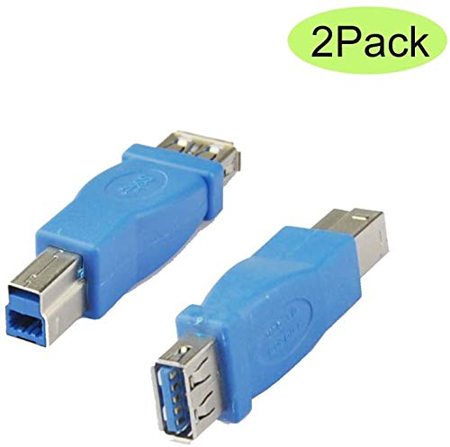Seadream 2Pack USB 3.0 Type-A Female to B Male Extender Connection Adapter (2Pack usb 3.0 A/F to B/M)
