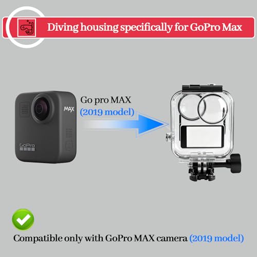 Ultimate Underwater Dive Housing Case Compatible with GoPro MAX – 40m/131ft Waterproof Protective Shell with Corrosion-Resistant PC & Tempered Glass Lens 2019