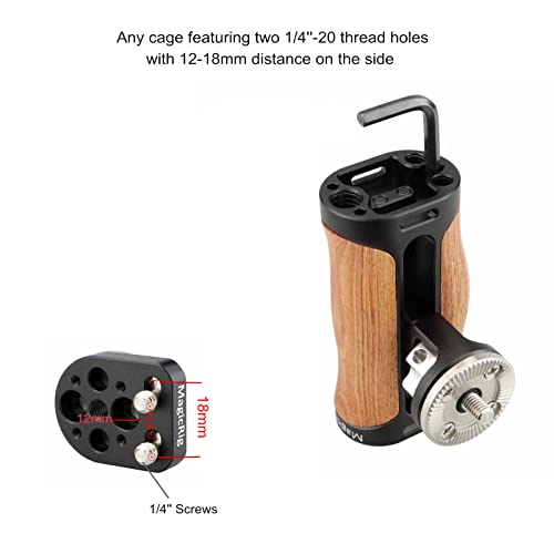 Wooden Rosette Side Handle with Rosette Extension Mount for Camera Cage