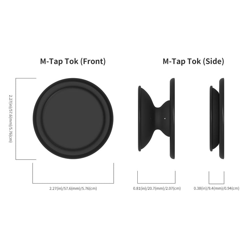 Sinjimoru One-Touch Magnetic Phone Grip, Silicone Grip Holder with Kickstand for Magsafe Compatible with iPhone 15 14 13 12 Series. M-Tap Tok Black