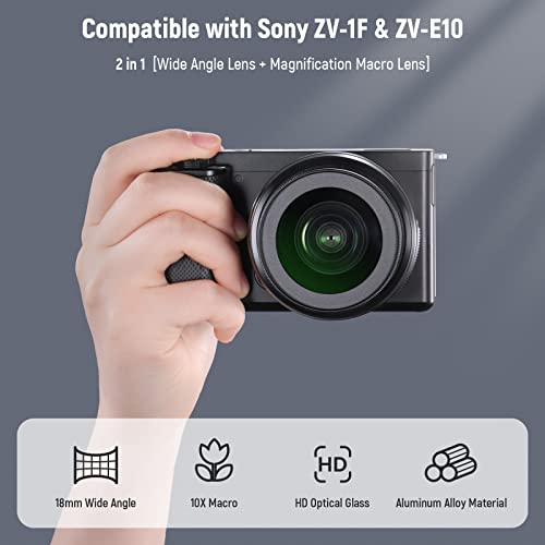 NEEWER 40.5mm HD Wide Angle Lens Compatible with Sony ZV-1F ZV-E10 A5000 for ZV-E10 (Black)