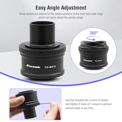 Astromania T T2 Mount Ring and T Adapter for Olympus Panasonic M4/3 Cameras Ring Set for Olympus M4/3