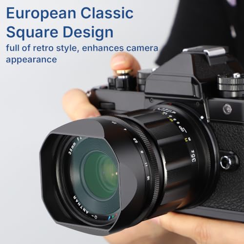 Haoge Metal Square Lens Hood for Voigtlander APO-LANTHAR 50mm 35mm 28 F2 Aspherical II for Nikon Z-Mount Lens Accessories Bayonet,with Cap LH-35AAZ+Cap-35AAZ