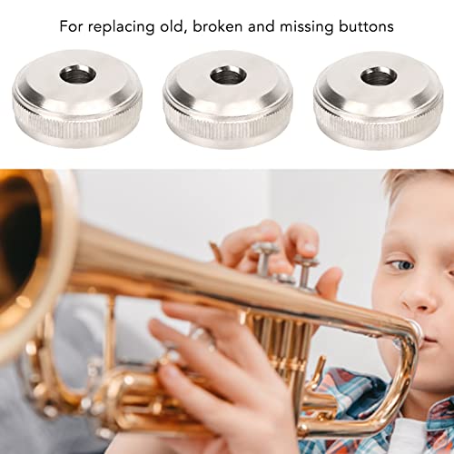 3Pcs Trumpet Valve Buttons Metal Silver Screw Piston for Trumpet Replacement 0.8 * 2.18 * 2.18mm Trumpet Bottom Valve Cap