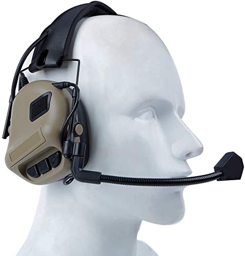 ATAIRSOFT Tactical Headset Wargame Hunting Headphone for Military Walkie Talkie Without Noise Cancellation Function Tan