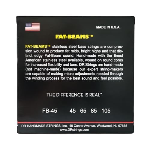 DR Strings FAT-BEAM Bass Guitar Strings (FB5-45), Silver