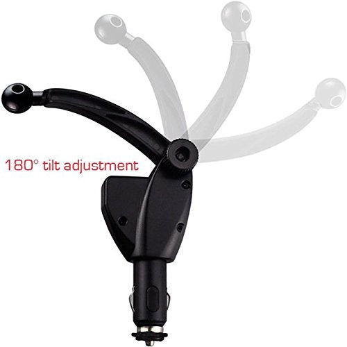 ChargerCity Dual USB Sirius XM Satellite Radio Car Truck Lighter Socket Mount w/Tilt Adjust & PowerConnect Cable for Onyx Plus EZR EZ Lynx Roady Starmate Xpress (Vehicle Dock NOT Included)