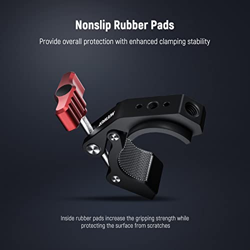 NEEWER Super Clamp with Cold Shoe & 1/4 Inch 3/8 Inch Thread Holes, ST81 Red