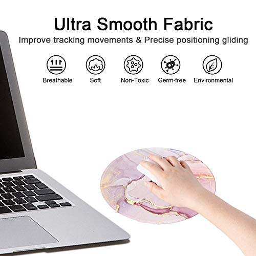 Mouse Pad,Anti Slip Rubber Round Mousepads Desktop Notebook Mouse Mat with Stitched Edge for Working and Gaming (Marble Pretty Pink) Marble Pretty Pink
