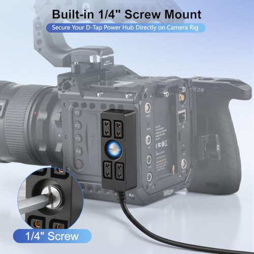 Alvin's Cables Dtap Splitter with Screw Power Cable for V-Mount|Gold-Mount Battery, Dtap Male to 4 Port D Tap Female Splitter Hub for ARRI RED Teradek SmallHD SmallRig 40cm/15.7in 40cm/15.7in Cable with Screw