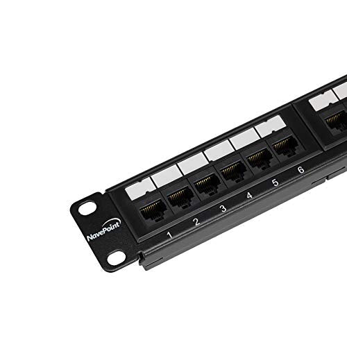 Navepoint 24-Port Cat5E UTP Unshielded Patch Panel for 19-Inch Wallmount Or Rackmount Ethernet Network 1U Black