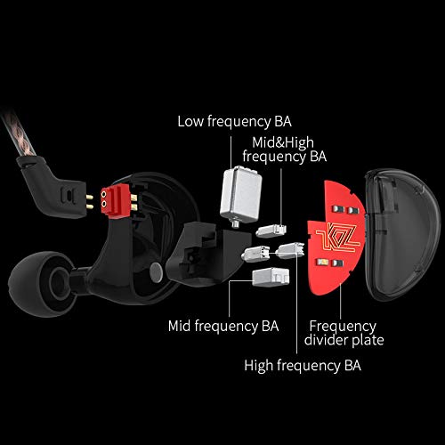 KZ AS10 IEM Headphone, 5 Balanced Armature Driver KZ Earbuds Wired Earphone, Stereo HiFi in Ear Monitor Headphone Musician Headset Earphone with Detachable 2 Pin Cable(No Microphone, Black) NO Microphone Classic