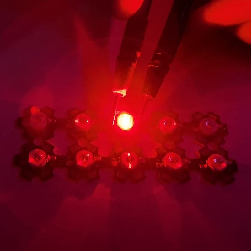 Vrabocry Pack of 10 High Power LED Chip 3 W Deep Red Plant Grow Light (650 nm - 660 nm / 400 mA - 500 mA / DC 2 V - 2.2 V/3 Watt) SMD COB Emitter Diode Components 3 W Bead with 20 mm Black Star PCB Deep Red 660nm