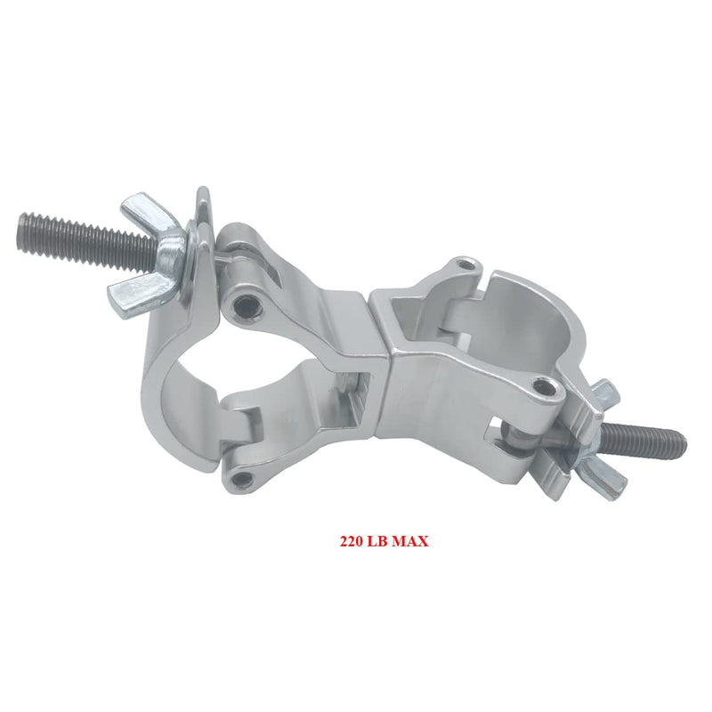 Lighting Truss Swivel Coupler DJ Light Clamps,Moving head Pole Mount stage lighting clamp kit fit 1.49-1.65 inches tupe,Heavy Duty Aluminum Alloy 220 LBs light with clamp (2 pack/Silver)