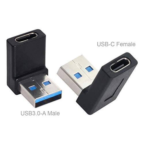 Cablecc USB-C Type C Female 90 Degree Down Angled to USB 3.0 A Male Data Adapter for Laptop Desktop