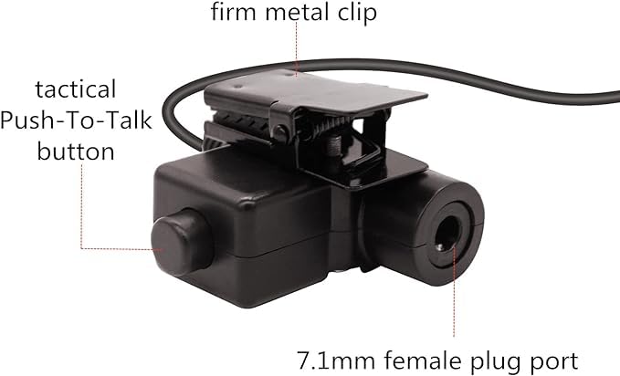 2 Pin K1 Plug Tactical Headset U94 PTT Adapter 7.1mm Push to Talk Radio Connector Cable for UV-5R AR-152 BF-888S BF-F8HP UV-82 UV-82HP (Military Wiring Type) Military Wiring Type