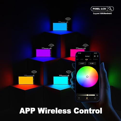 Pixel G1s RGB Video Light with APP Control, 12W 210 Minutes Rechargeable Battery LED Camera Light, 10 Common Lighting Effects, CRI≥97 2500-8500K LED Video Light with Aluminum Alloy Body