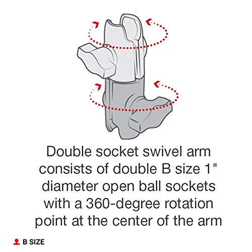 RAM Mounts RAP-B-200-12U Composite Double Socket Swivel Arm Compatible with RAM B Size 1" Ball Components