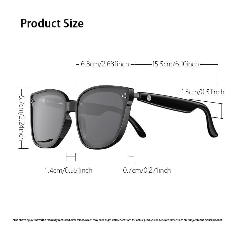 Bluetooth smart sunglasses, audio glasses, nylon lenses, built-in microphone and speaker, UV protection, voice assistant for women Bluetooth glasses