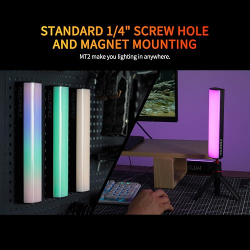 FEELWORLD MT2 Handheld Light Wand, 360° RGB LED Video Light for Photography