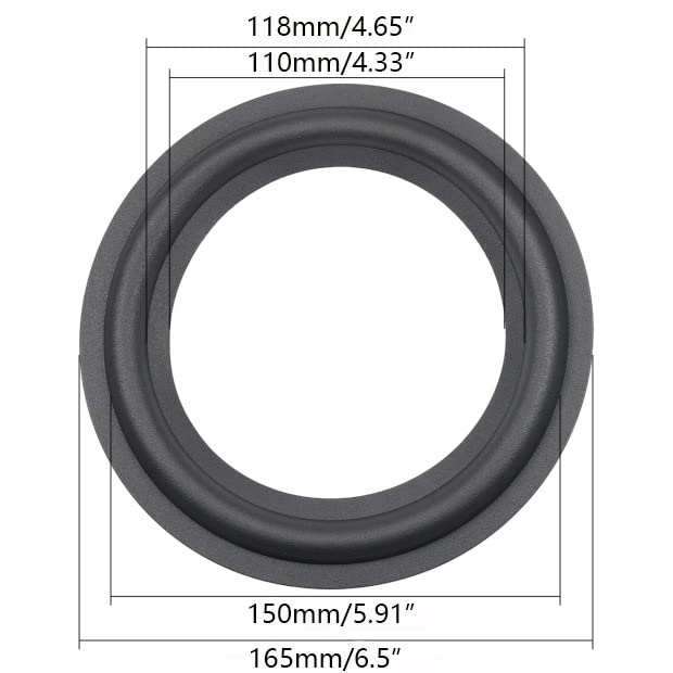 Fielect 2Pcs 6.5inch Foam Speaker Edge Subwoofer Surround Rings Edge Replacement Kit for Speaker Repair or DIY Black 6.5inch /165mm