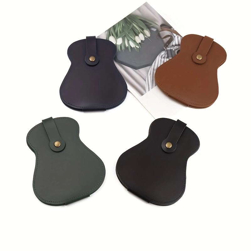 Leather Guitar Pick Holder Case,Handmade PU Leather Guitar Plectrum Holder with 18 Slots for Guitar Picks (brown) brown