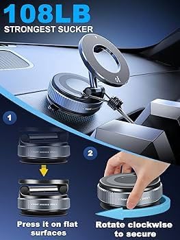 2026 Magnetic Car Phone Holder with 100W Fast Charging Cable, 2-in-1 Dashboard Mount for iPhone & Android, 360⁰ Adjustable Magnetic Car Phone Holder