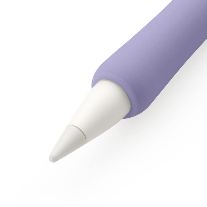 ProElife 2-Pack Ergonomics Grip Holder Silicone Protective Sleeve Cover for Apple Pencil 2nd 2021 & 1st Generation iPad Pro 11'' 12.9'' 2021/2020/2018 Stylus Accessories Kits (Lavender/Green) Lavender/Green