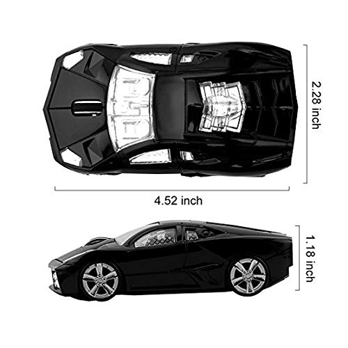 jinfili 2.4GHz Sports Car Wireless Mouse Optical Cool 1600DPI 3D USB Wireless Gaming Mice for Pc Laptop Windows 10 Black