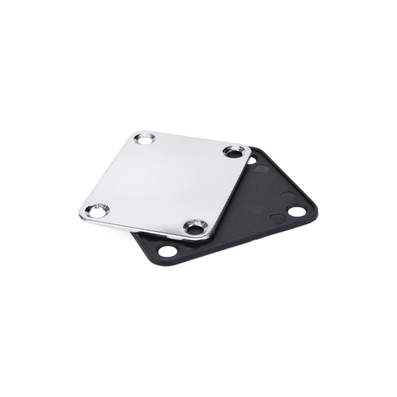 2Pcs 2.5x2.0 Inch Guitar Metal Neck Plate with Nylon Base Compatible with Strat Tele Style Electric Guitar Jazz Bass (Chrome)