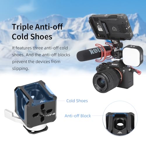 Nitze Triple Cold Shoe Adapter, Quick Release Cold Shoe Mount - N45-A1