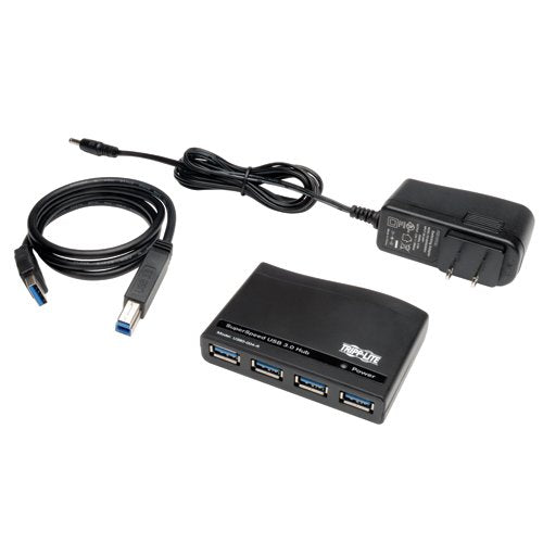 Tripp Lite 4-Port USB-A 3.0 SuperSpeed Hub, 5 Gbps Transfer Speed USB Type-A (U360-004-R),Black 4-Port Hub