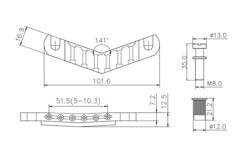 [AUSTRALIA] - Guyker Guitar Stop Bar Tailpiece with Anchors and Studs Replacement Part Compatible with Les Paul LP SG Style 6 String Electric Guitar - GK21, Chrome 