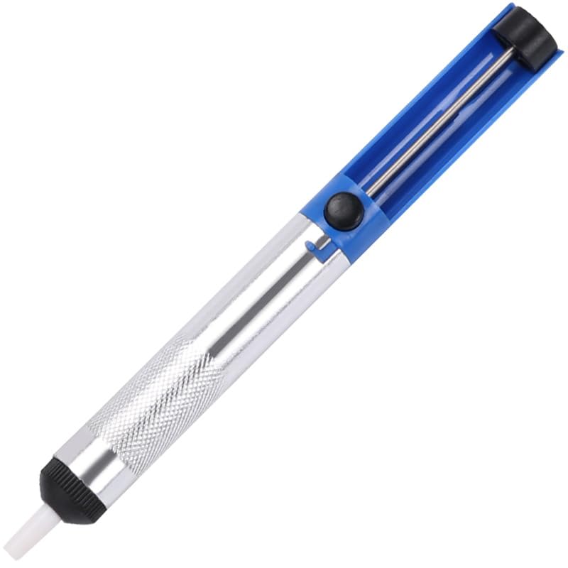 Soldering Pump, Desoldering Pump Set, Desoldering Suction Pump, Desoldering Valve Pump Made of Aluminium Alloy, High Temperature Resistant Silicone Nozzle for and Soldering Suction (Colour: 19 x 1.96 Blue