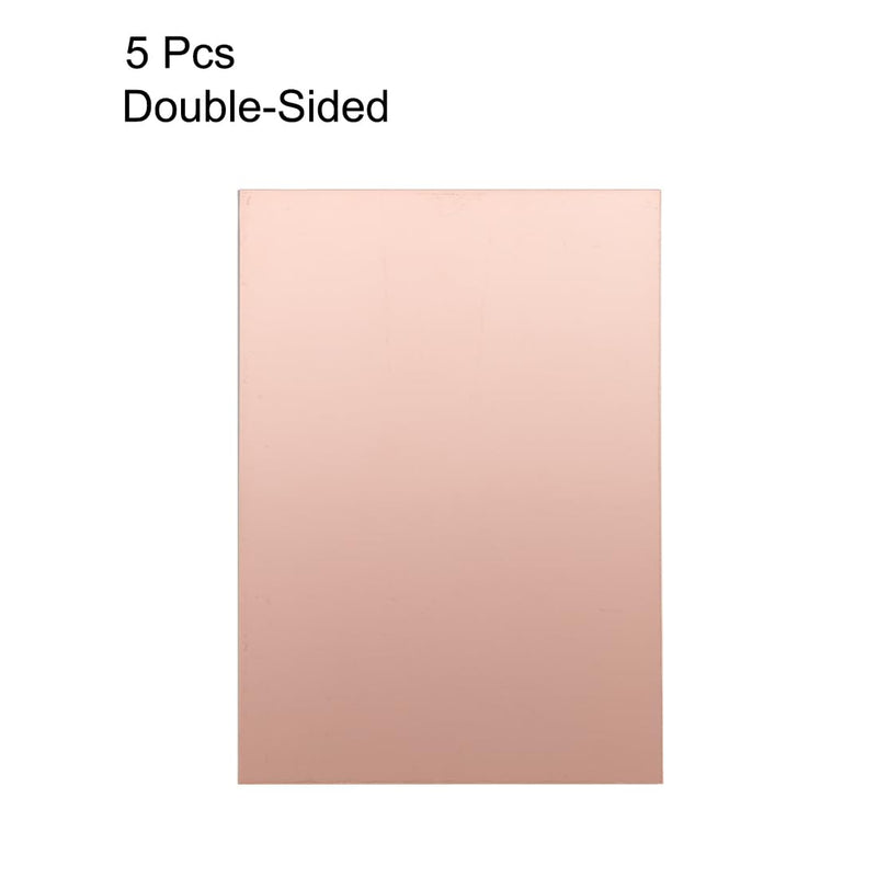 QUARKZMAN 5 Pieces 100 x 70 mm Double-Sided Copper Laminate PCB Circuit Board FR4 2 mm Thick Craft Prototyping Circuit Board