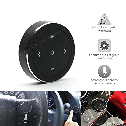 Wireless Bluetooth Media Button Remote Selfie Control Car Motorcycle Steering Wheel Music for iPhone or Android with Mount