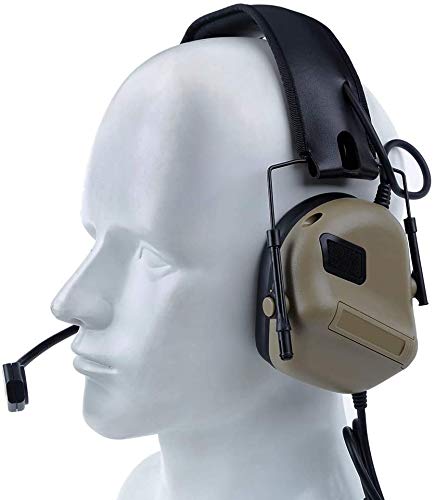 ATAIRSOFT Tactical Headset Wargame Hunting Headphone for Military Walkie Talkie Without Noise Cancellation Function Tan
