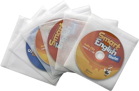 100PCS CD Storage Cases, Standard Two-Sided Clear CD Sleeve case with Drop-Proof Closure white