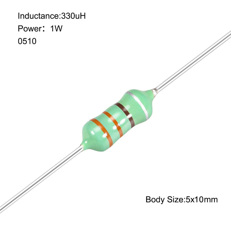 sourcing map 25pcs 0510 Colourful Ring Inductance 330uH 1W Axial RF Choke Coil Inductor
