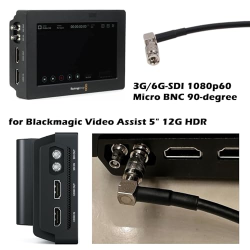HD 3G 6G SDI Video Cable for Blackmagic Video Assist 4K 5" Monitor, Micro Studio Camera 4K G2 DJI Lightbridge 2, Micro BNC to BNC Male 60cm