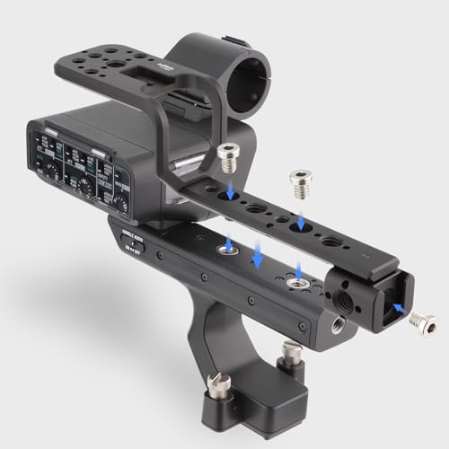 Leftfoto Handle Extension Rig Compatible with XLR Handle Unit for Sony Camera FX3 FX30,Extension Bracket Grip with Cold Shoe,NATO & 1/4"-20 and 3/8"-16 Threads