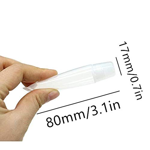 10Pcs 8ml Mini Refillable Empty Tubes Lip Gloss Balm Clear Cosmetic Containers Soft Tubes with 3pcs Free 5ml Plastic Syringes