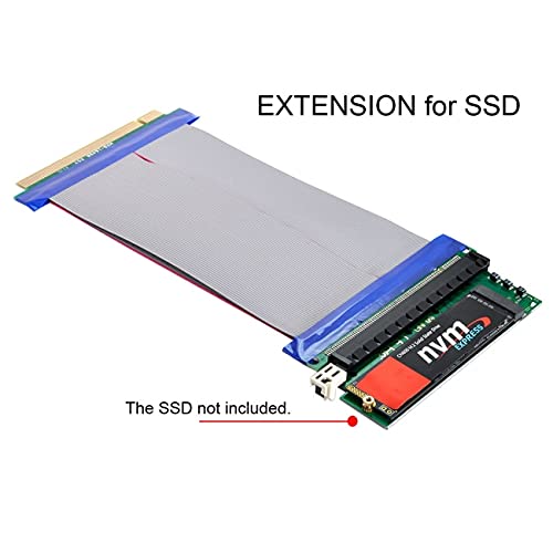 NFHK NGFF M-Key NVME AHCI SSD to PCI-E 3.0 16x x16 Vertical Adapter with Cable Male to Female Extension