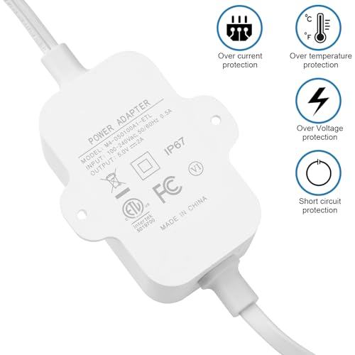 50ft Weather Resistant Power Adapter for Blink Mini 2,Blink Outdoor 4 (4th Gen)(3rd Gen)/Mini,No Need Charger Head,IP67 Waterproof Flat Power Cable with Extra Type C to Micro USB Adapter white 1Pack 50 FT