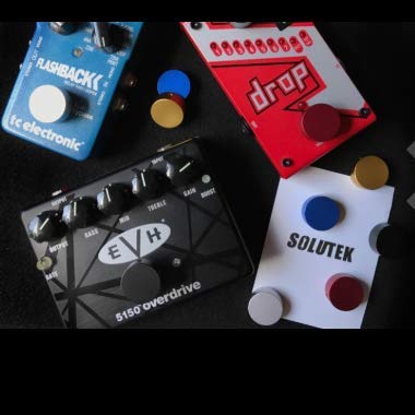Footswitch Topper Guitar Pedal Button Caps with 3 Set Screws and Protective Fitting Increasing Accuracy,Comfort for Common Switches diameter of 3/8"| SOLUTEK BUTTONS V1 12Pcs Red Blue Gold RedBlueGold