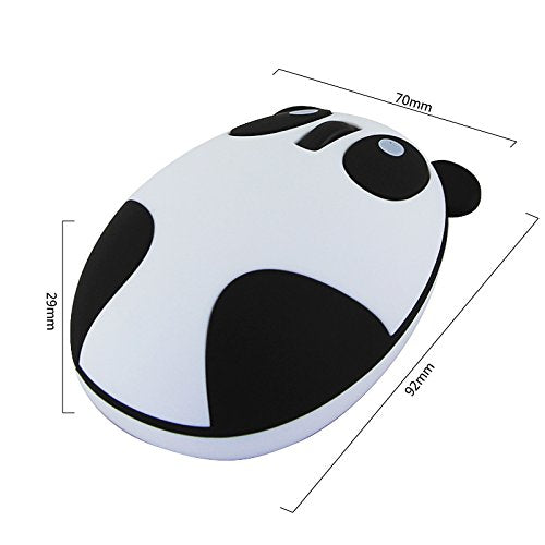 Cute Animal Panda Wireless Mouse, [3C Light] Mini USB 2.4G Rechargeable Optical Mice Cartoon Computer Mouse for Kids 3 Buttons (Wireless-White) Wireless-White