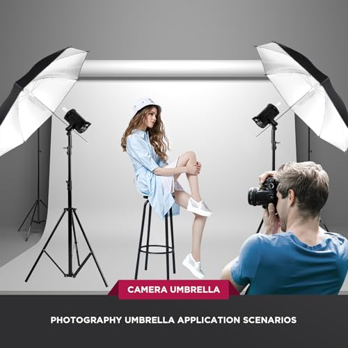 [2 Pack] 43" Black/Silver Reflective Umbrella Kit for Contrast, Concentrative Light, Studio/Outdoor Photo and Video Lighting Accessories 2* 43" Black