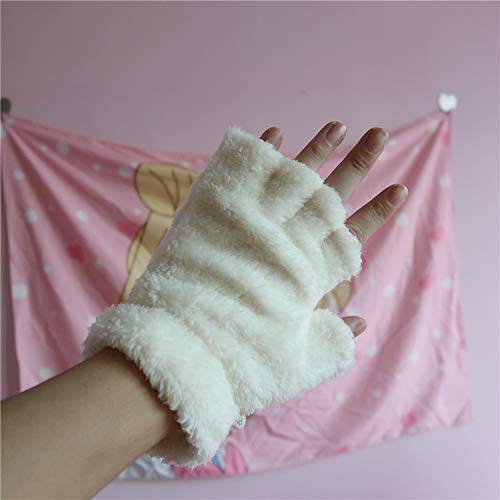 USB 2.0 Powered Stripes Heating Pattern Knitting Wool Cute Heated Paw Gloves Fingerless Hands Warmer 2 Pack Pink+white