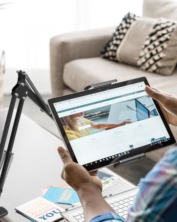 Foldable Tablet Stand, Tablet Mount Adjustable for Bed,Universal Flexible Tablet Holder with 360 Degree Rotation for iPad/iPhoneX/iPad Pro/N-Switch,or Other 4.5~13.5 Inches Devices (Black) Black