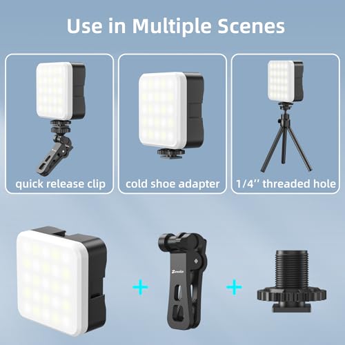 Zeadio Portable RGB Pocket Light with Clip - Adjustable 3000K-7000K Color Temperature, CRI95, Camera Small Video Selfie Light for Tabletop Filming/Selfie/Cell Phone/Photography, Pack of 2